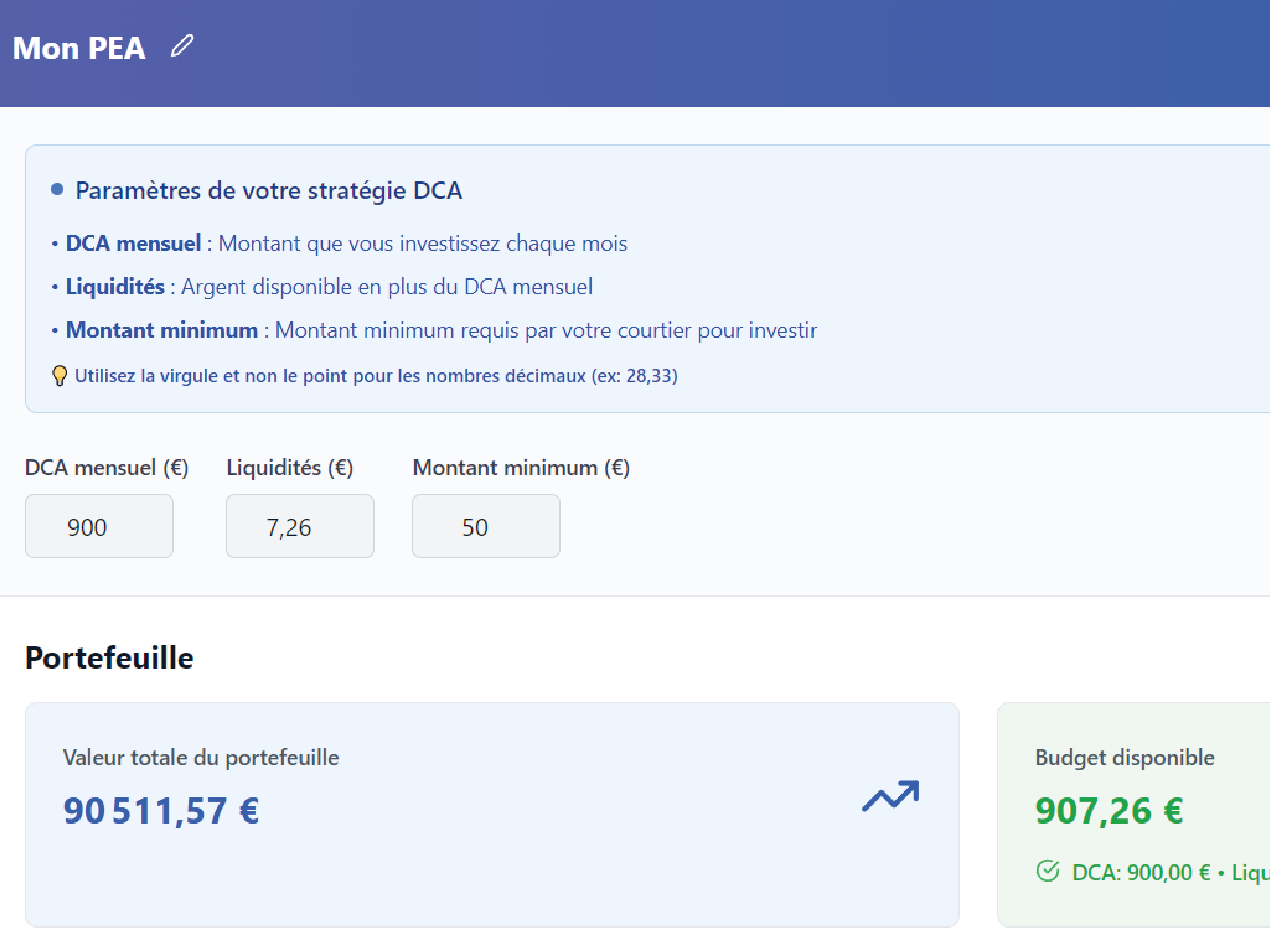 Set your DCA budget